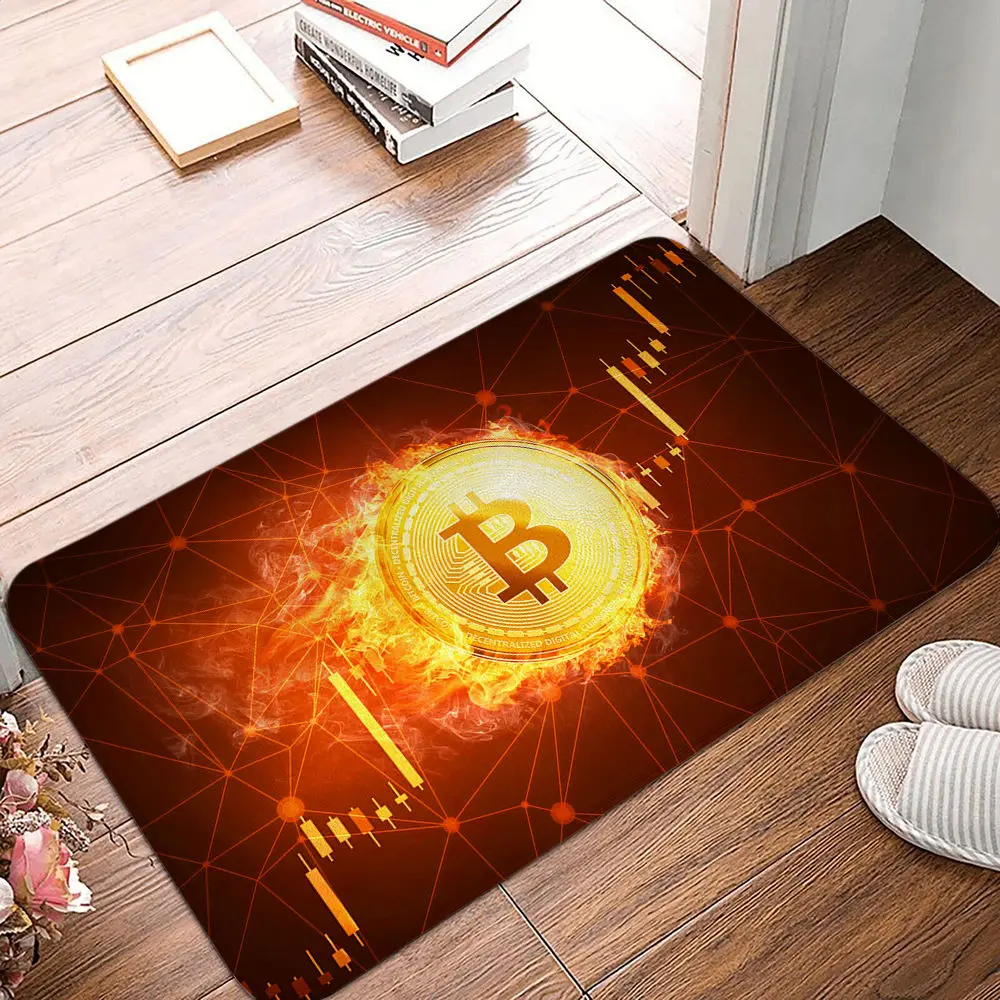 

Bitcoin Entrance Door Mat Adult Boy Bedroom Bedside Decor Rug Bitcoin 3d Floor Mats Cartoon Carpet Living Room Bitcoin Mat