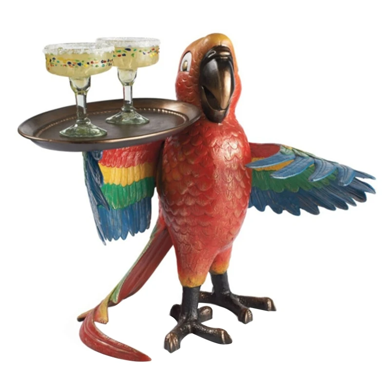 

Drink Serving Parrot Butler Statue Bird Drink Serving Tray Vintage Figurine for Home Living Room Pool Kitchen Parrot Wine Trays