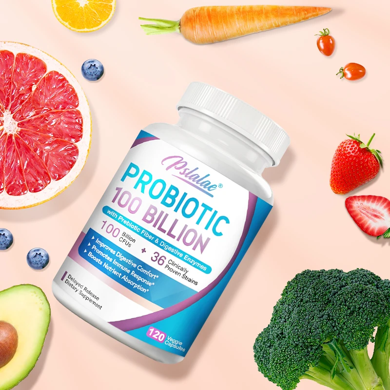 

Probiotic Supplement, 100 Billion CFU, with Organic Prebiotic Fiber and Enzymes To Support Digestive and Immune Health