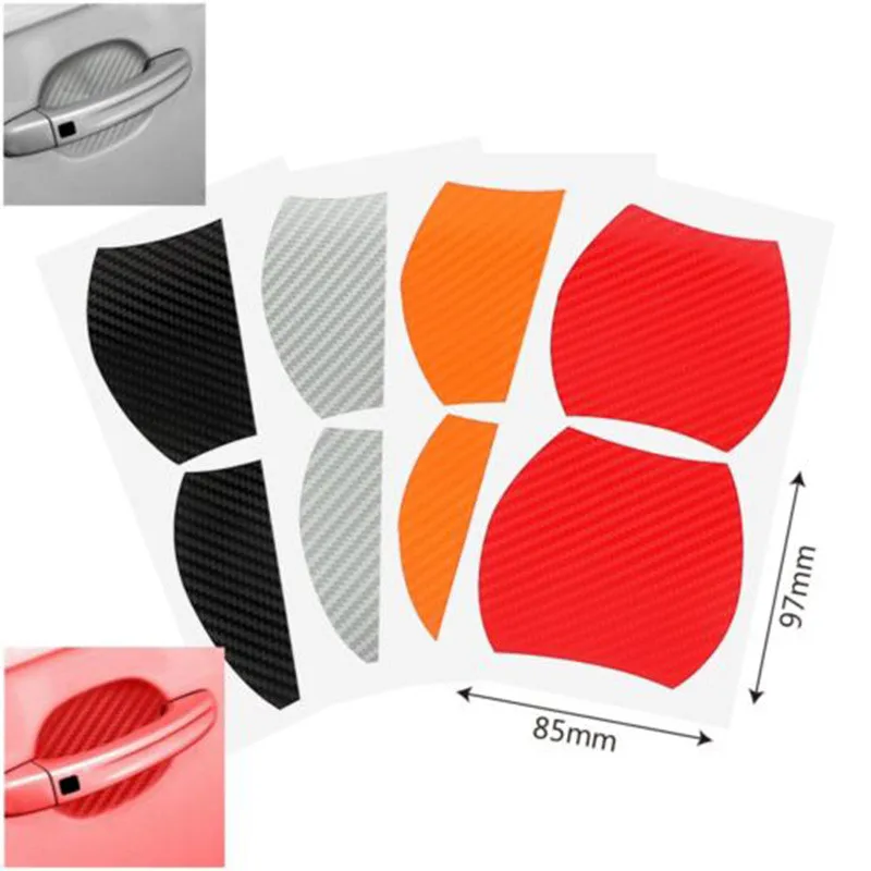 

Orange Car Door Handle Grab Sticker Protective Film Car Solid Protective Stickers High Quality Car Decoration Supplies 4Pcs