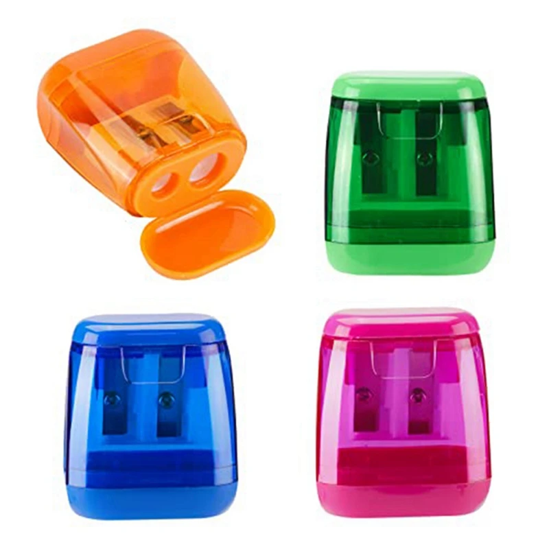 

Plastic Color Transparent Pencil Sharpener Geometric Double Hole Sketch Pencil Sharpener Suitable For Pencil, Sketch
