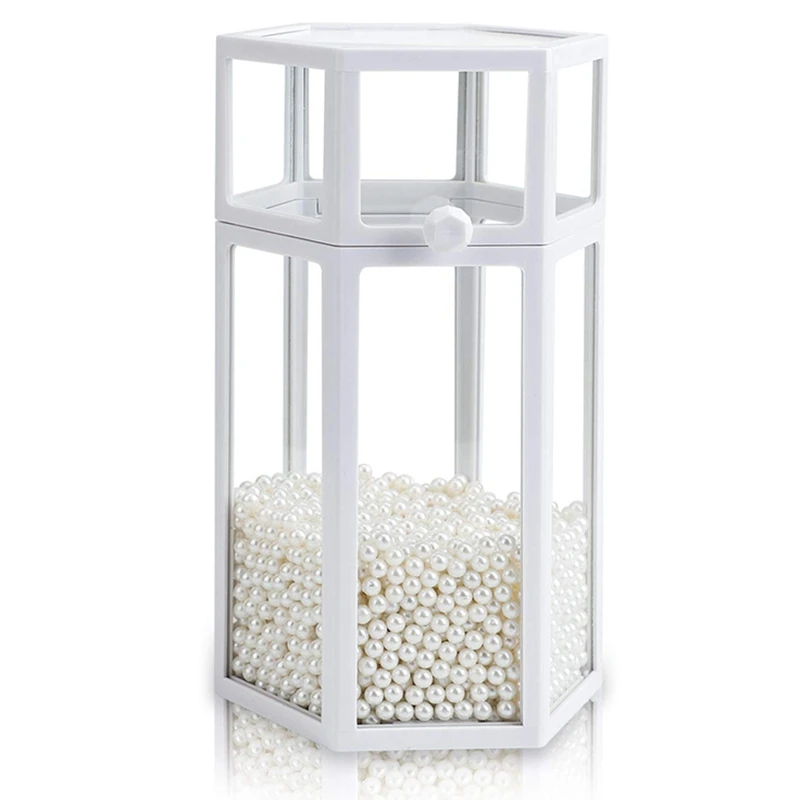 

Glass Organizer For Makeup Brush,Hexagon Transparent Cosmetic Holder With Lid,Eyeliner Display Storage