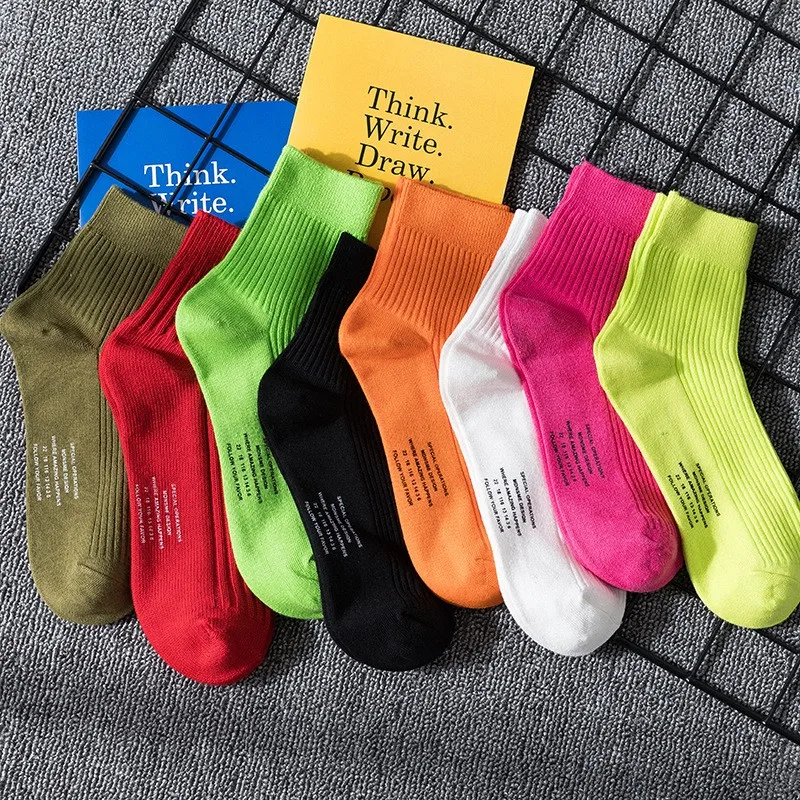

JT high-quality men's and women's socks fluorescent color socks striped sports and leisure socks nansh