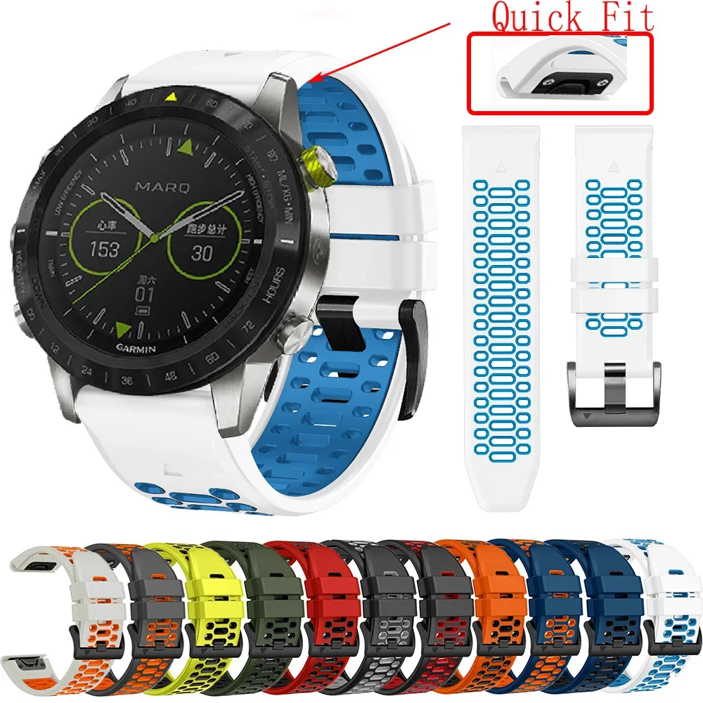 Силиконовый ремешок с сапфировым стеклом для Garmin Fenix 7X 7 Pro 6 6X 5X 5 Plus 26 мм 22