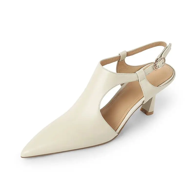 Женские туфли-лодочки из натуральной кожи с острым носком на тонком высоком