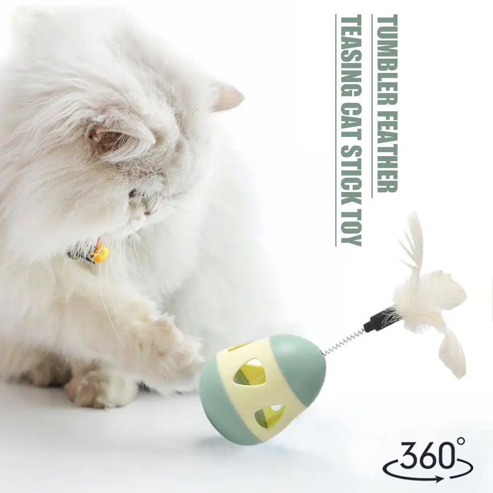

Tumbler Feather Teasing Cat Stick Toy Safe Pet Toy Bite Eco-friendly Relieve Teaser Boredom Feather Cat Cat Toy Resistant W8R1