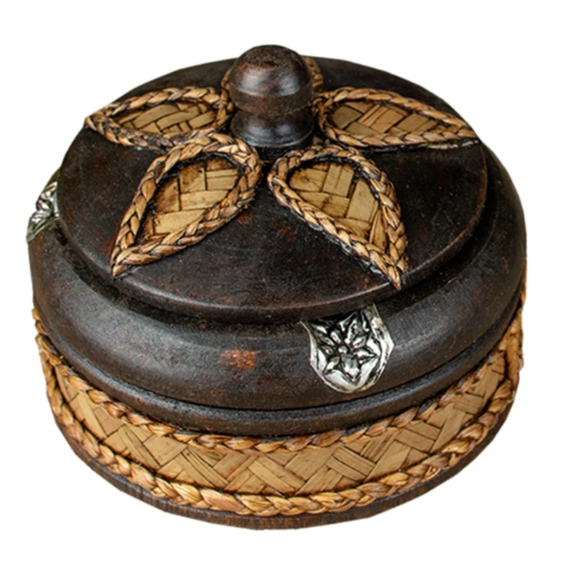 

Пепельница из цельного дерева для сигар в юго-восточном азиатском стиле, декоративная пепельница ручной работы с крышкой в подарок для мужч...