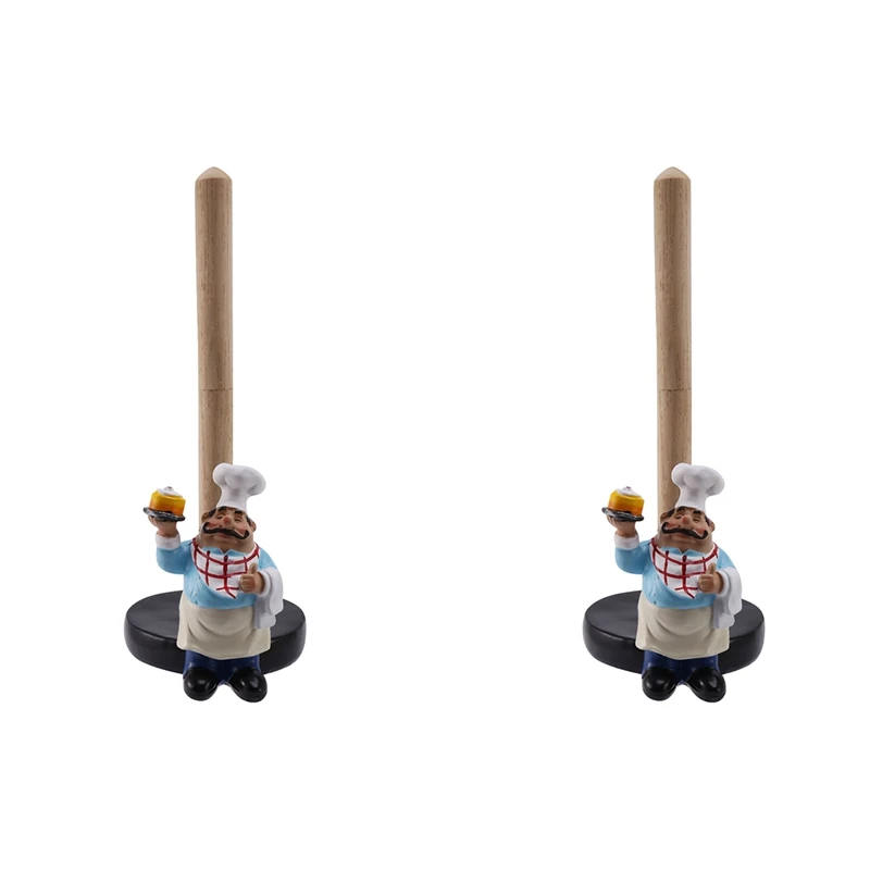

Hot 2X Resin Chef Double-Layer Paper Towel Holder Figurines Creative Home Cake Shop Restaurant Crafts Decoration Ornament B