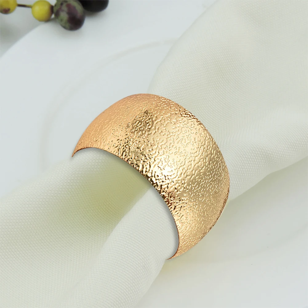 

6Pcs Gold Chinese Napkin Ring Alloy Embossing Pattern Round Napkins Holder Serviette Buckle Wedding Party Table Decoration