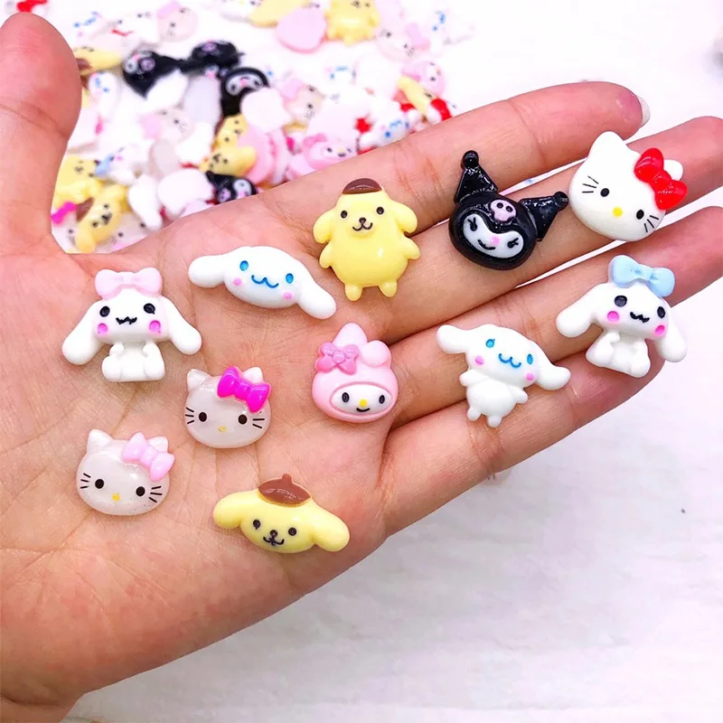 

10PCS Anime Kawaii Sanrioed Cinnamoroll MyMelody Kuromi KT Phone Case Hairpin Diy Jewelry Resin Patch Material Accessories Gift