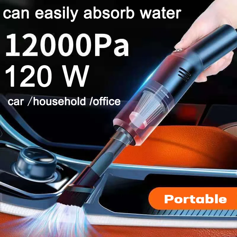 

Type C Rechargeable Mini Vacuum Cleaner 12000pa 120w for Car and Household Wet Dry Carpet Pet Hair Water Cleaning Vacuum Cleaner