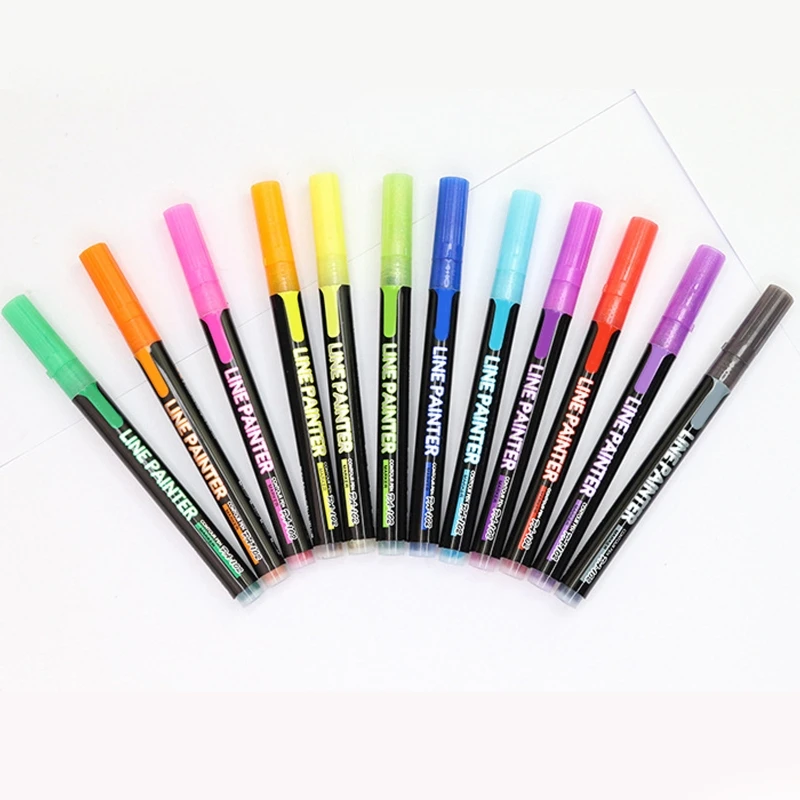 

Glitter Outline Pens Double Line Marker Pens Colored Gel Markers for Artists Art Illustration Kid Coloring Book Graffiti