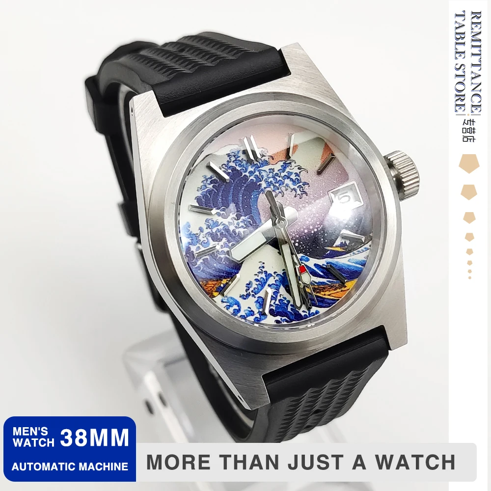 

Часы наручные NH35 Мужские автоматические, брендовые Роскошные водонепроницаемые механические с сапфировым стеклом, полностью светящийся циферблат, 38 мм