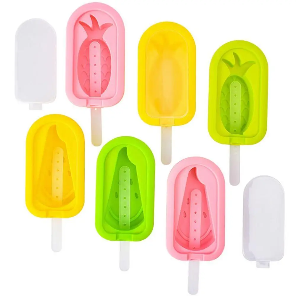 

Cute Fruits Ice Cream Silicone Mold Pineapple Popsicle Mould with Lids and Sticks Ice Cube Tray Popsicle Dessert Ice Cream Tools