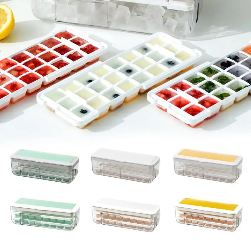 

2 In 1 Ice Cube Tray With Storage Box Silicone Ice Cube Tray Making Mould Box Kitchen Accessories Utensils Home Gadgets