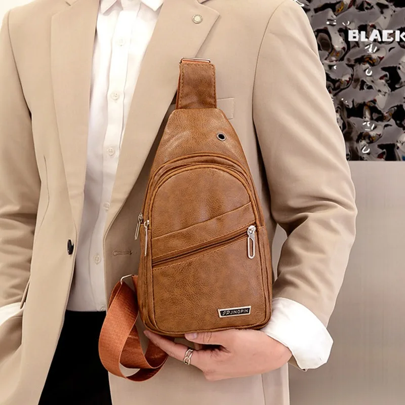 

Vintage Business Pu Leather Shoulder Bag Back Crossbody Chest Bags For Men 2022 New Waist Pack Diagonal Anti Theft Single Bag