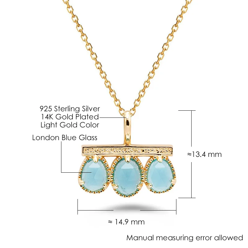 MoBuy ожерелье из стерлингового серебра 925 пробы с синим стеклом для женщин