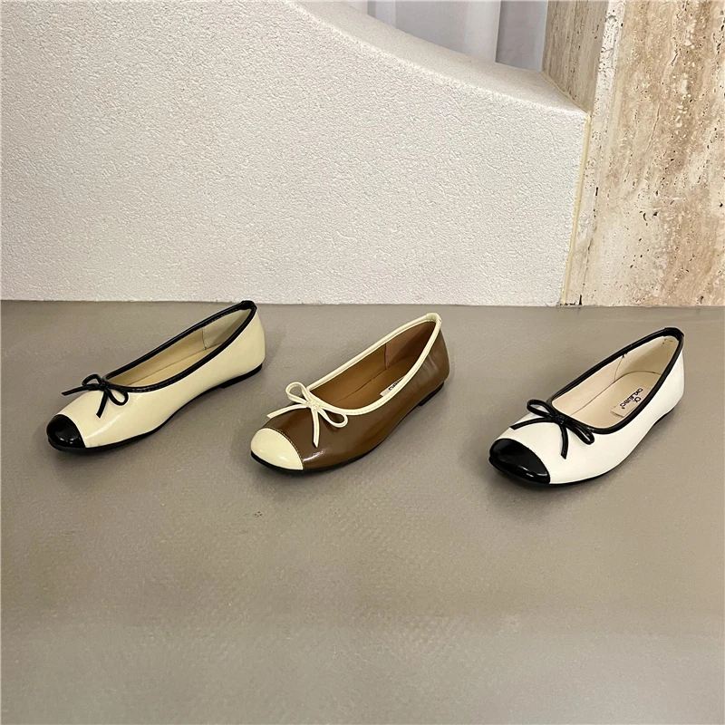 

Round Toe Women Flats Loafers Bow Design Yellow Brown White Shallow Dance Shoes Slip On Casual Daily Walk Loafers 2023 News
