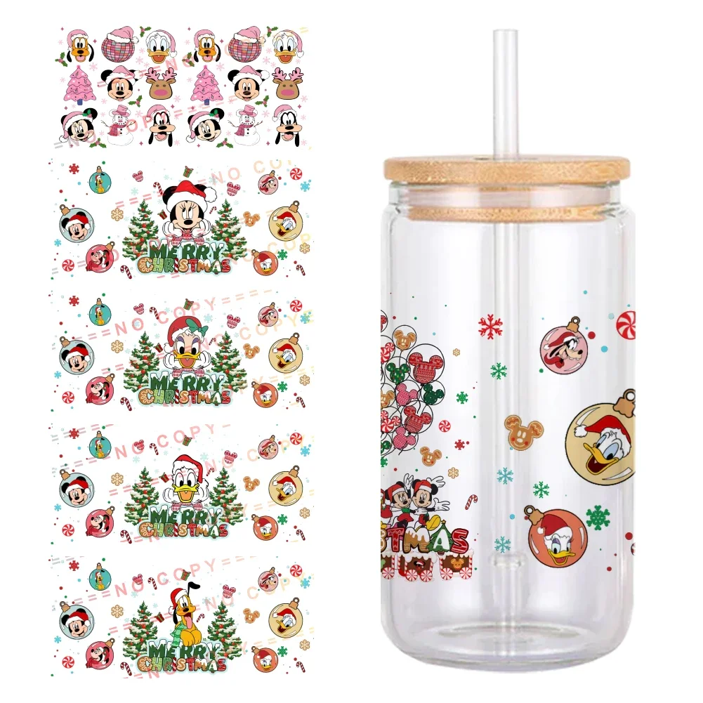 Disney Рождество Микки друг дизайн УФ DTF печатная оберточная наклейка для чашки