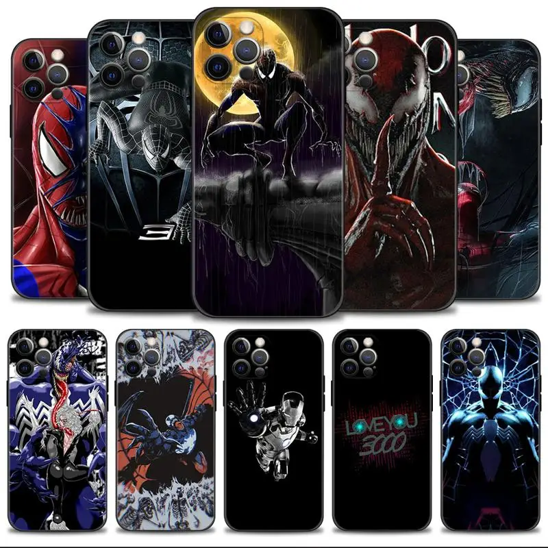 

Phone Shell For Apple iPhone 14 13 12 11 Pro Max 13 12 Mini XS Max XR X 7 8 Plus Silicone Case Marvel Spider Man Moon