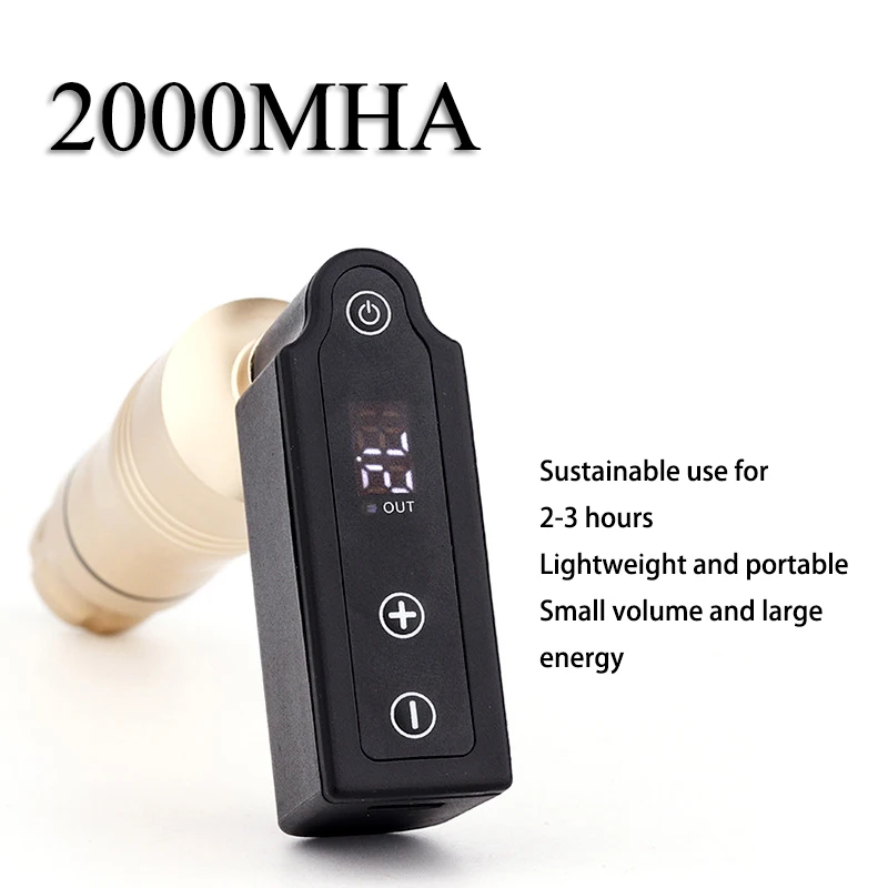 

2000mha Mini Tattoo Battery with LED Digital Screen for Tattoo Rotary Machine Pen Portable DC/RCA Tattoo Power Supply
