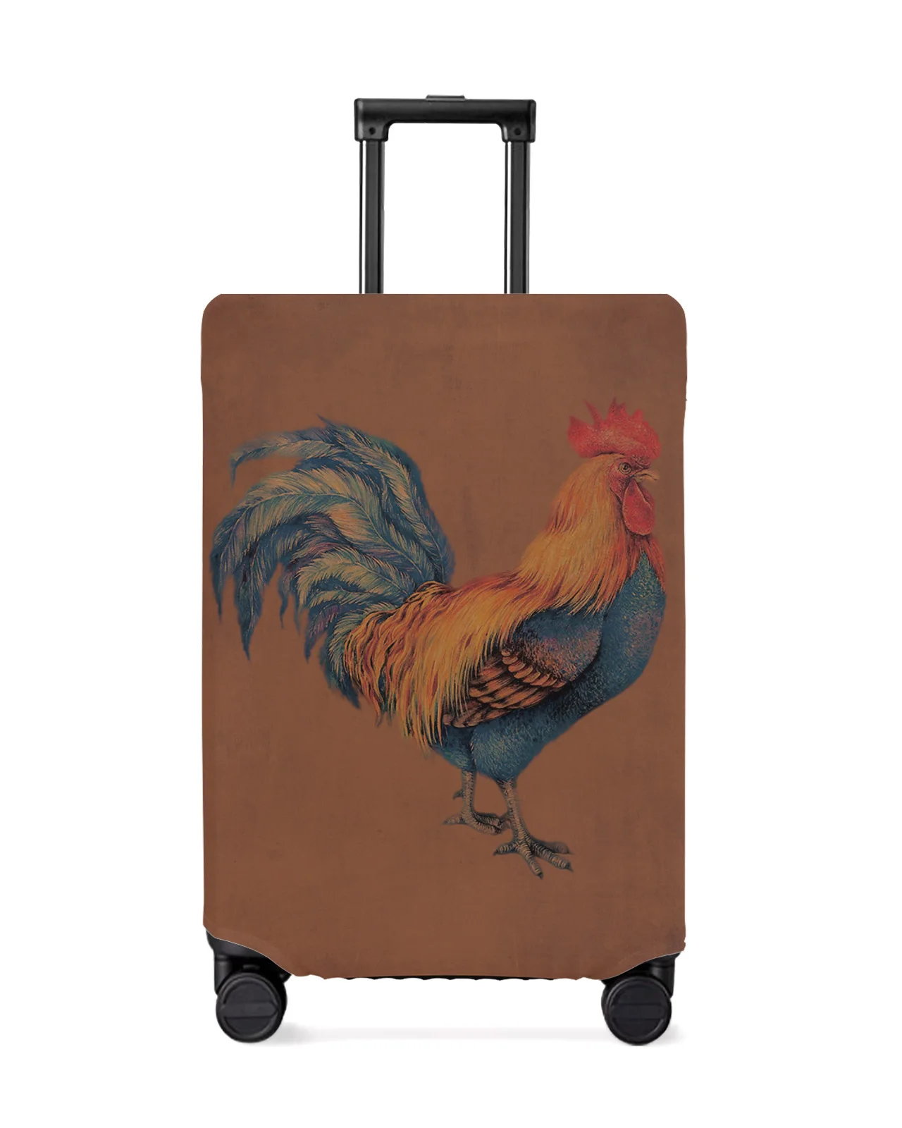 

Farm Animal Rooster Retro Plaid Travel Luggage Cover Elastic Baggage Cover Suitcase Case Dust Cover Travel Accessories