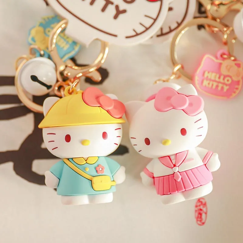 

Cute Hello Kitty Keychain Makeup Diary Plastic Pendant Genuine Sanrio Cartoon Bag Ornament Gift Kawaii Keychain Pendant