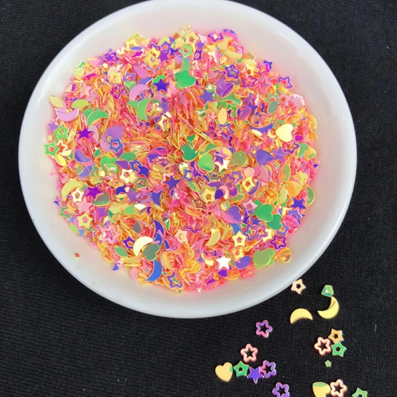 

10g Mixed Peach Love Heart Stars Moons Shell Crystal Sequins PVC Glitter Flakes Nail Art Decor Epoxy Resin Mold Filler