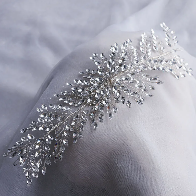 

Блестящая Свадебная Тиара для волос, серебряный цвет, аксессуары, женский головной убор ручной работы