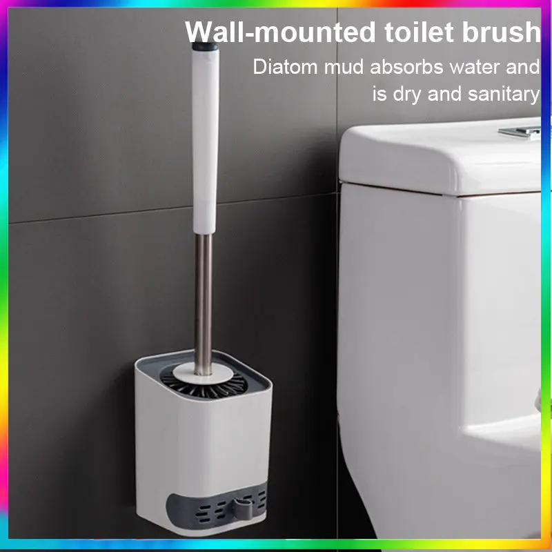 

Toilet Brush Set Wall Hanging with Drain Holder Silicone TPR Bristles Head for Floor Cleaning Tools Bathroom Accessories