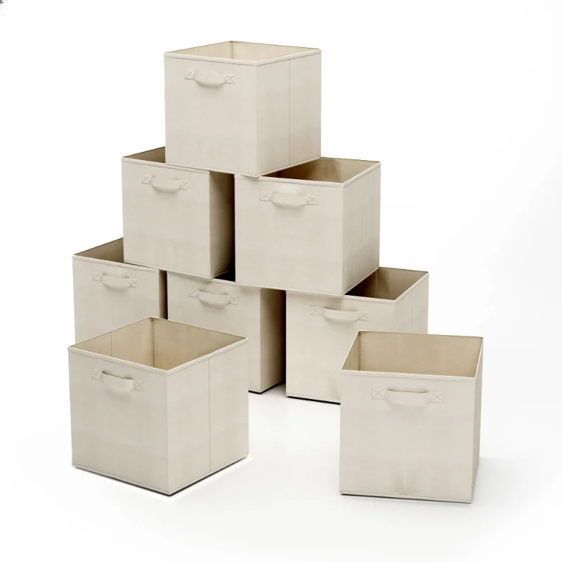 

8-Piece Storage Bins Set for Home and Office (Beige) furniture closet closet bedroom furniture