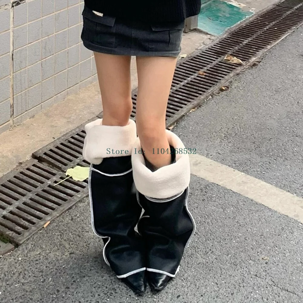 Плиссированные зимние ботинки разных цветов пикантные без шнуровки на шпильке с