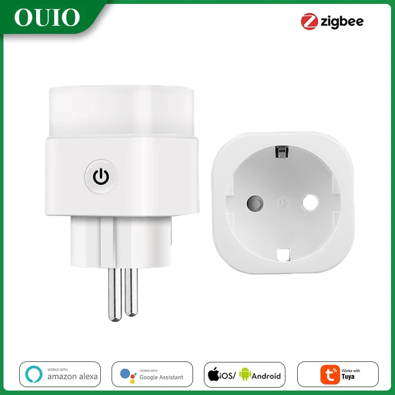 

Tuya Zigbee Smart Plug EU Socket 16A Power Monitor Remote Control Wireless Outlet Compatible With Alexa Google Home Assistant