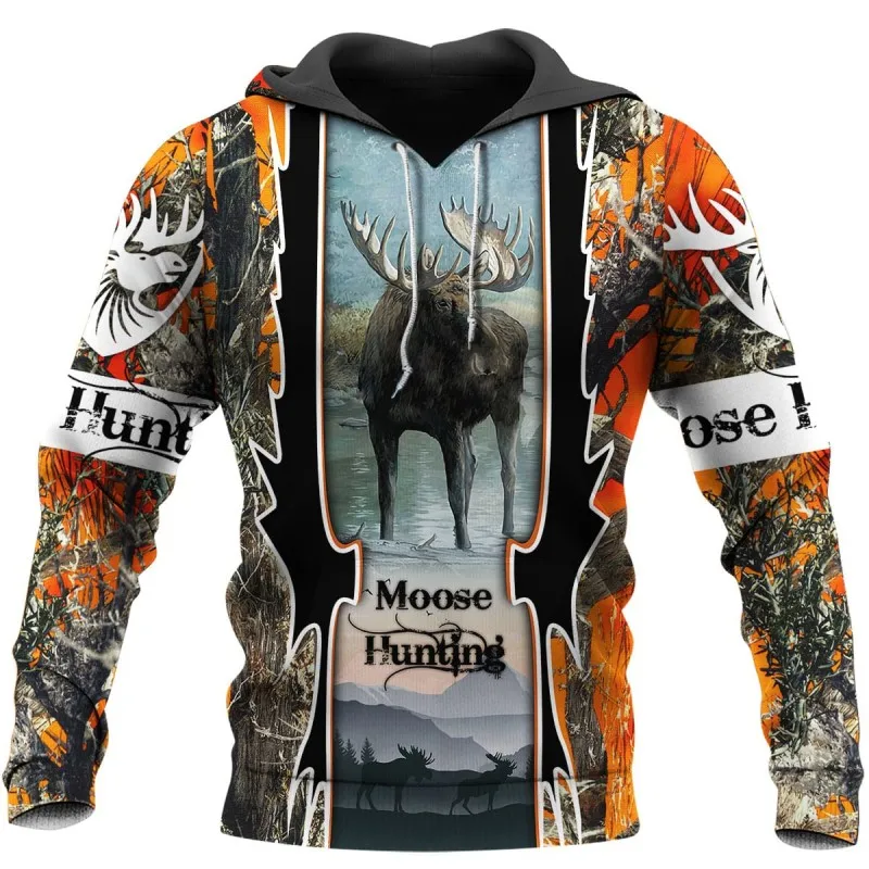 

Fashion hunting moose 3D printing men's and women's universal hoodie casual street zipper hoodie autumn winter sweatshirt 003