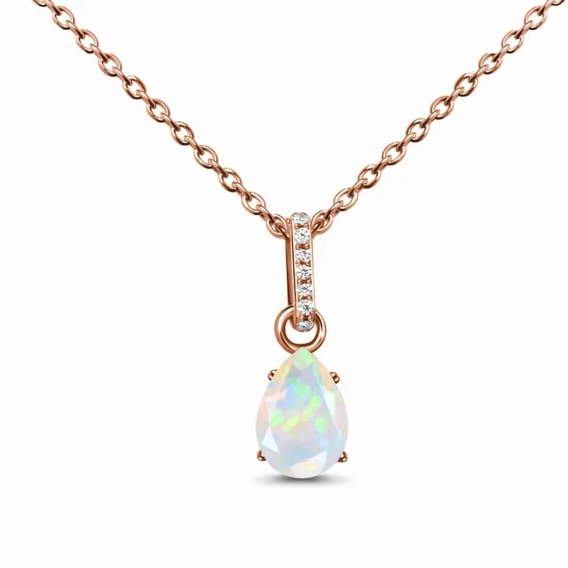 

ITSMOS Retro s925 Sterling Silver Water Drop Moonstone Charm Rose Gold Necklace for Women Fashion Jewelry