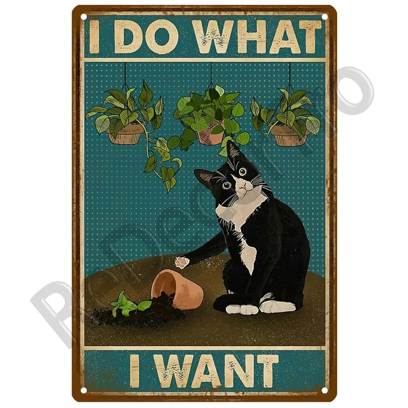 

Металлический винтажный постер с чёрной кошкой и собакой