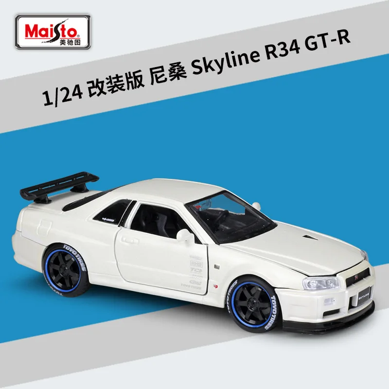 

Maisto 1:24 Nissan Skyline GT-R R34 Modified version Diecast Car Metal Alloy Model Car Children's toys collection gifts B238