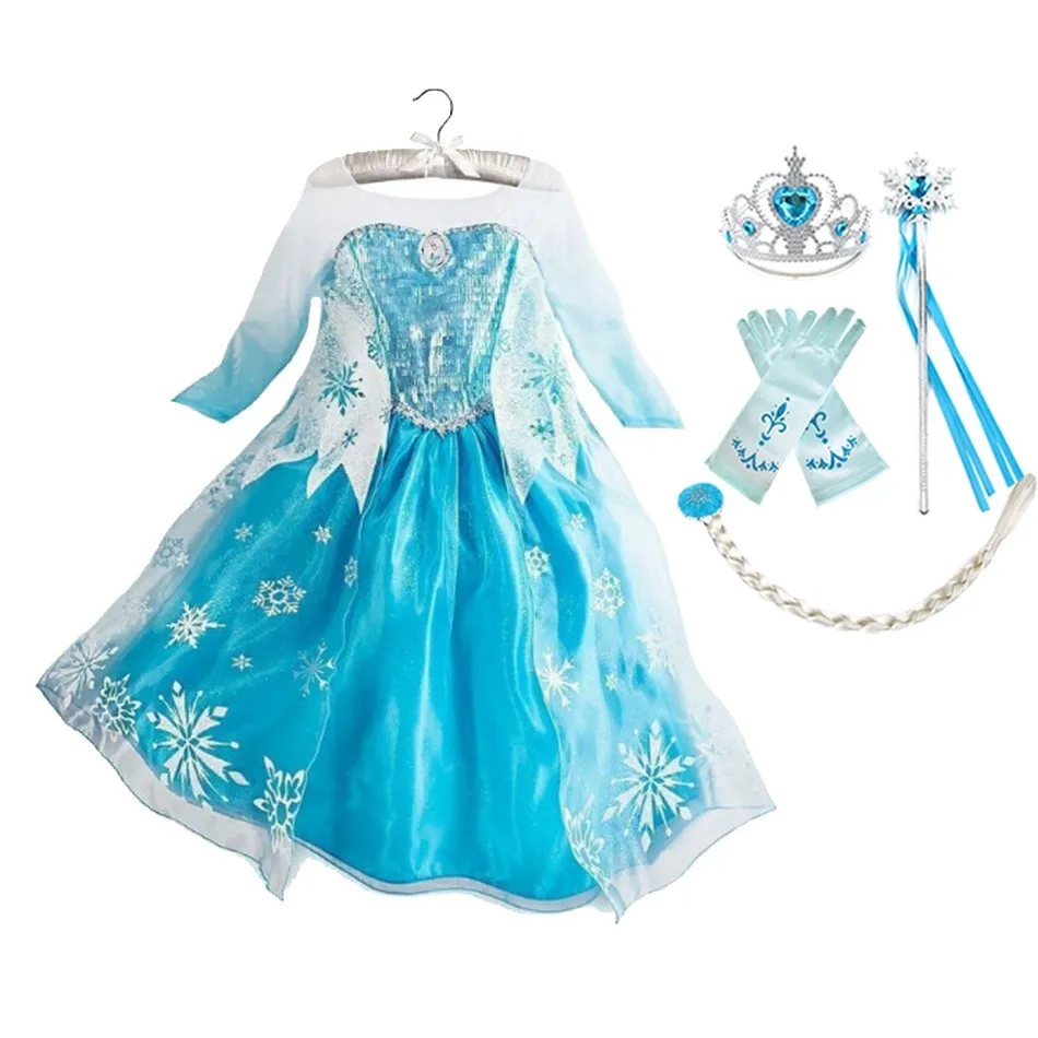 Cinderella Anna Elsa Costume Children Princess Dress for Girls Kids Cosplay Snow White Christmas Carnival Party Disguise Outfit images - 6