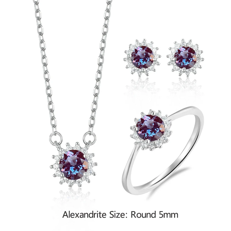 Модные Ювелирные наборы из серебра 925 пробы лабораторные александриты для женщин