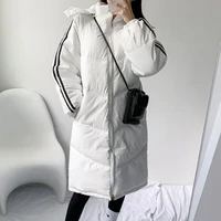 mid length down padded overcoats coats women winter korean retro fashion casual hooded over the knee thick western style jackets