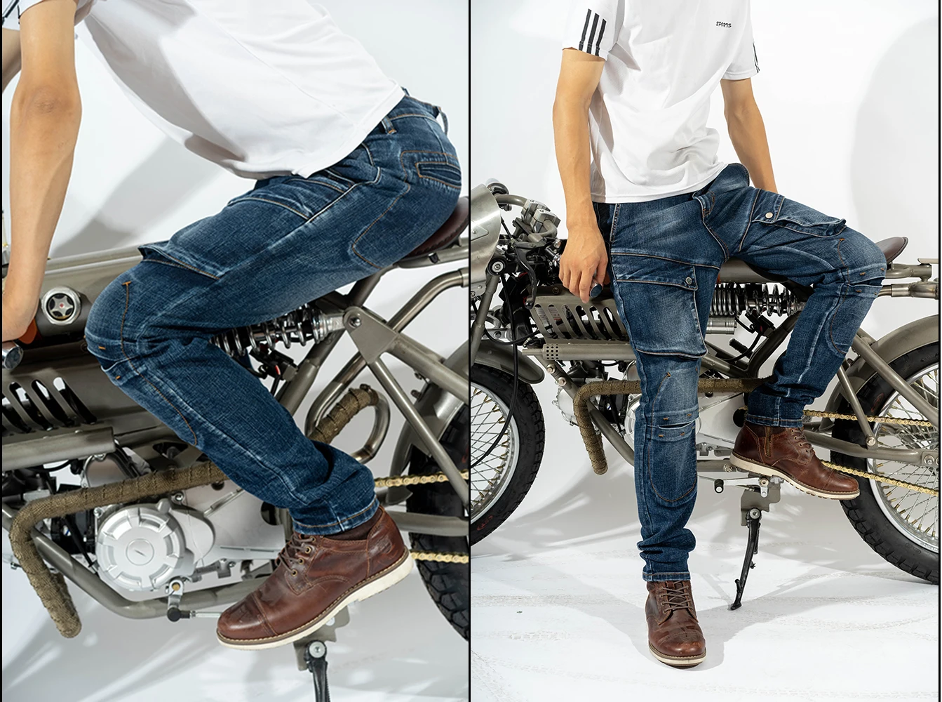 LOMENG Motorcycle Jeans Motorbike Motocross Cycling Jeans Safety CE Knee Armored Moto Ride Trousers Pants for Men LM632