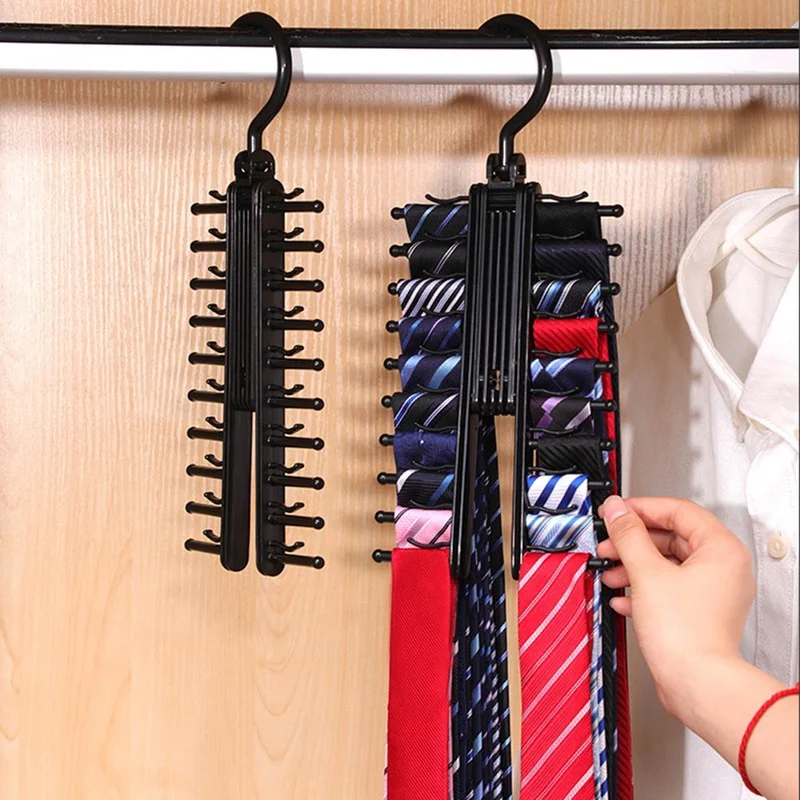 

ECHOME 20 Row Belts Storage Rack Men's Tie Adjustable Magic Trouser Rack Hangers Closet Holder Household Organizer Folding Pant