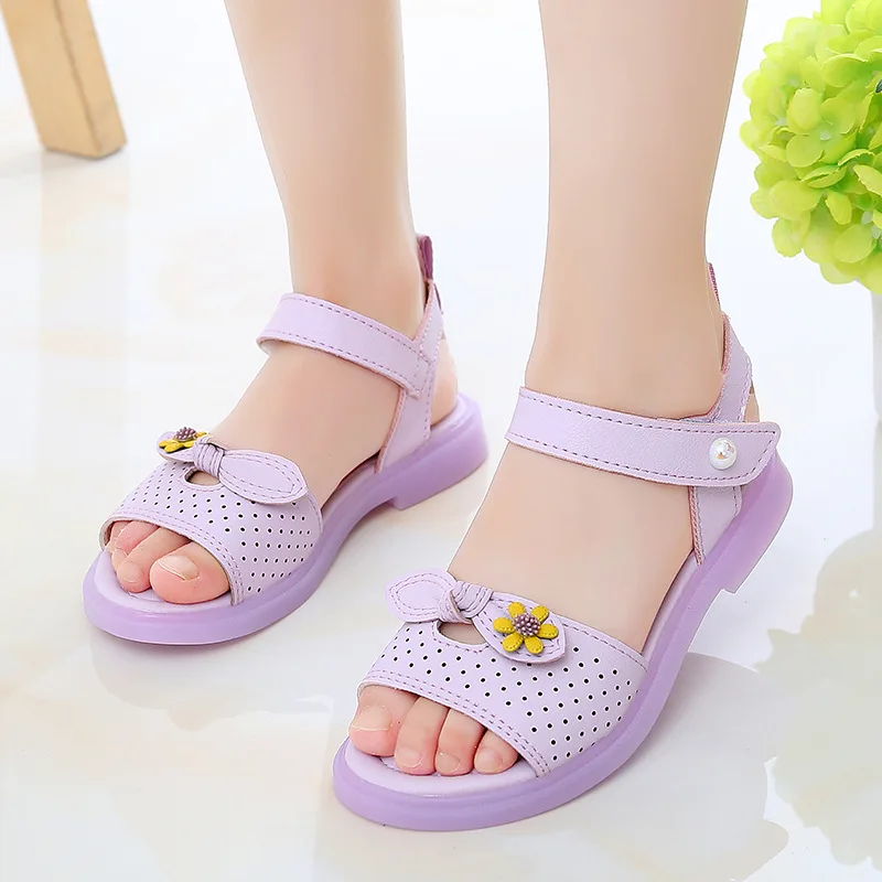 

Girls Sandals Flowers Sweet Children Beach Shoes Kids Summer Bow Sandals Princess Fashion High Quality Teenager Big Girls Shoes