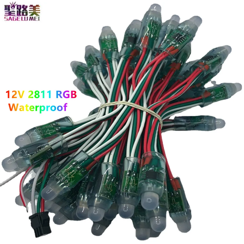 50 шт./лот 12 мм DC5V В адресный светодиодный модуль WS2811 IC цифровой водонепроницаемый