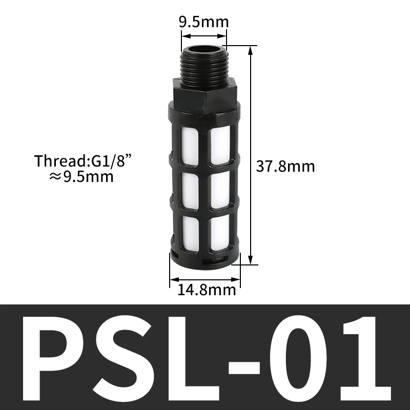 

5 шт. 1/8 "1/4" 3/8 "1/2" резьба Пластик Пневматический Глушитель воздуха Электромагнитный клапан глушитель Шум сокращения фильтра