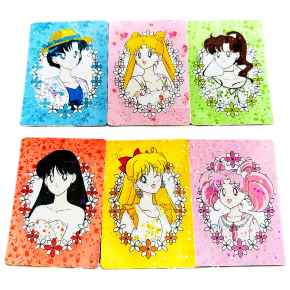 

6pcs/set Sailor Moon Animation Characters Tsukino Usagi Sailor Saturn Chiba Mamoru Flash Card Anime Game Collection Cards Toy