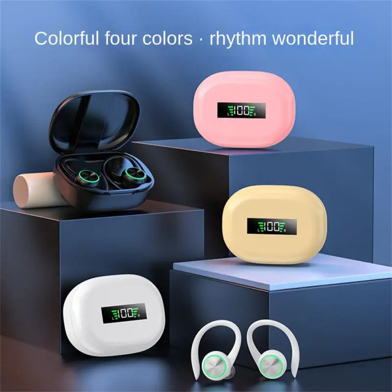 

R201 Bluetooth Compatible Earphone Macaroon Stereo Sports Headset With Digital Display TWS Anti-skid Bluetooth Headset