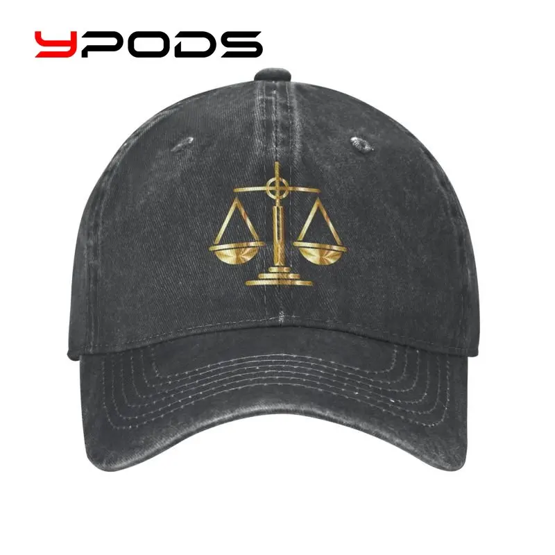 

Punk Cotton Gold Scales Of Justice Law Logo Motorcycle baseball cap for Men Women Breathable Lawyer Legal Party Dad Hat Outdoor