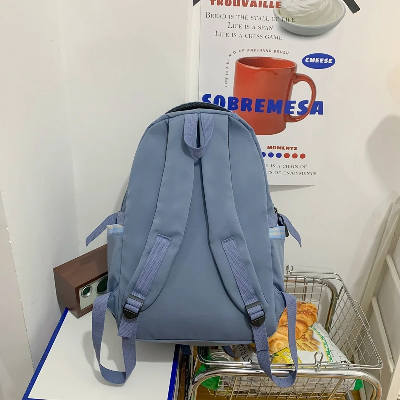 Est Solid Color New Waterproof Nylon Women Backpack Female Travel Bag Backpacks Schoolbag for Teenage Girls Solid Color Bookbag