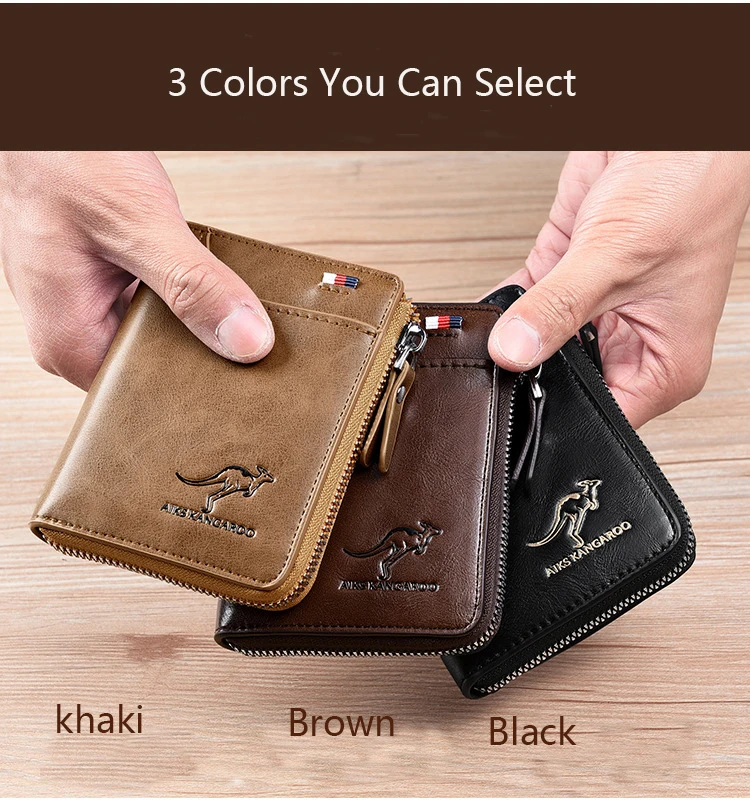 

with Zipper Multi Credit Card Holder Purse Kangaroo Wallet Men's Blocking Wallet